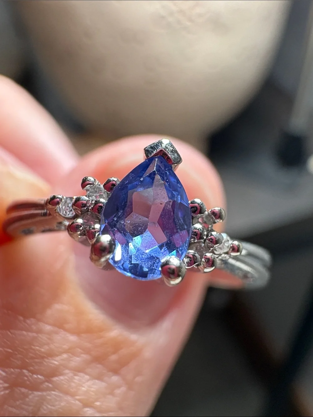 14k White Gold Samuel Aaron Tanzanite Ring